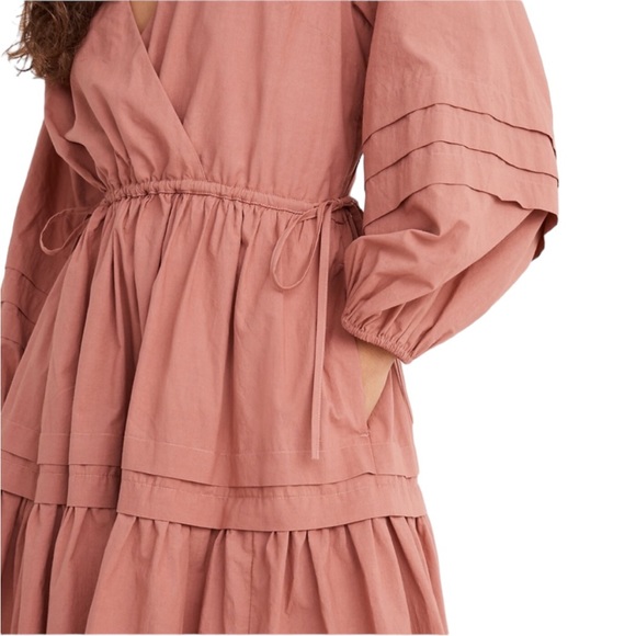 NWT Madewell Crinkle Poplin Wrap Mini Dress in Vintage Quartz - XXS / XS - Picture 4 of 16